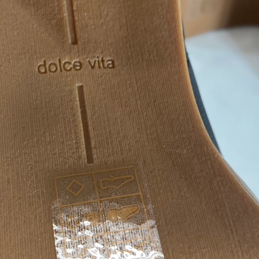 DOLCE VITA Women's Black Crista Round Closed Toe Slip-On Block-Heel Mule SZ 9.5