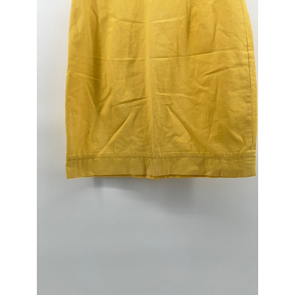 SISLEY Women's Mustard Yellow Cotton Straight Mini Skirt SZ 26(US 6)