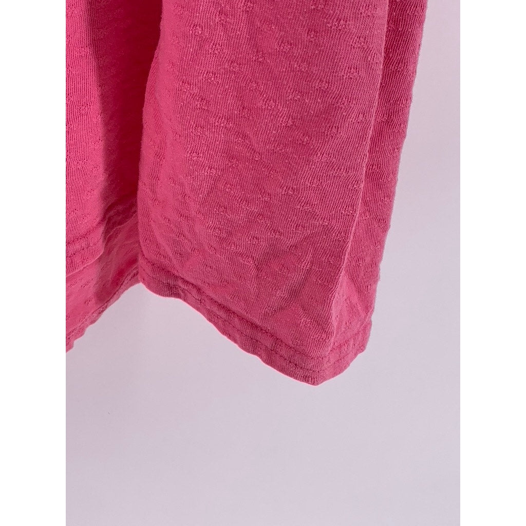 UNBRANDED Women's Pink Floral Embroidered Short Sleeve V-Neck Sleep Gown SZ XL
