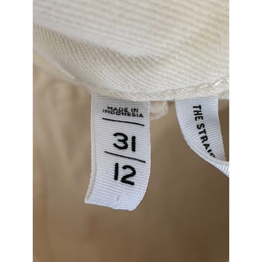 LOFT Women's Off-White Denim The Straight Cropped Jeans SZ 12/31
