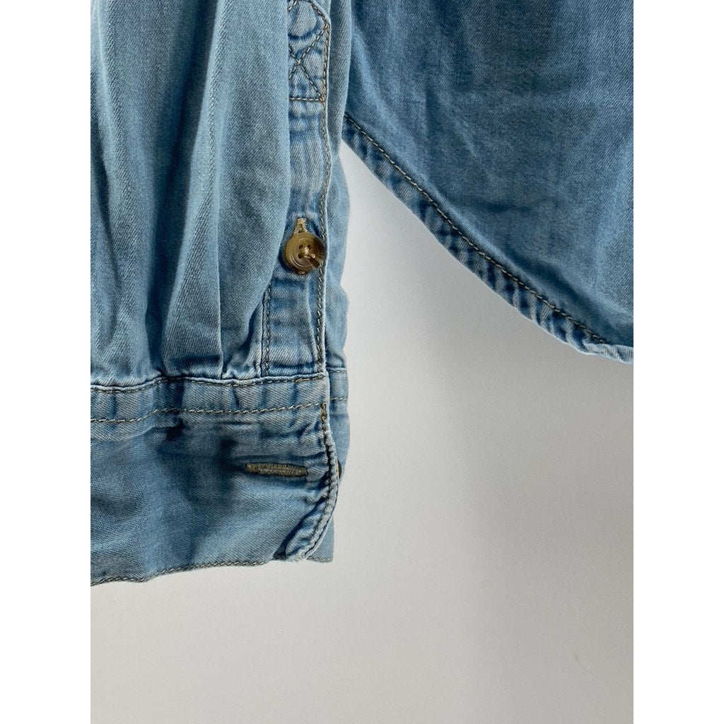 DIVIDED BY H&M Women's Blue Denim Button-Up Long Sleeve Casual Top SZ 10