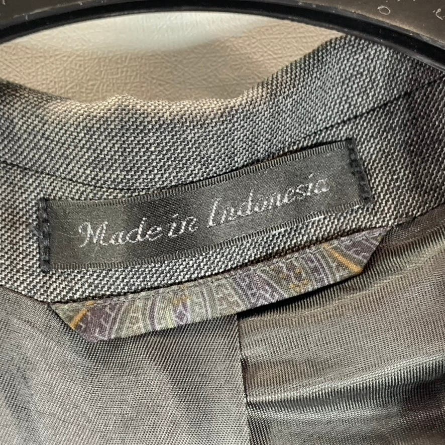 LAUREN RALPH LAUREN Men's Charcoal Sharkskin Wool Two-Button Suit Jacket SZ 44R