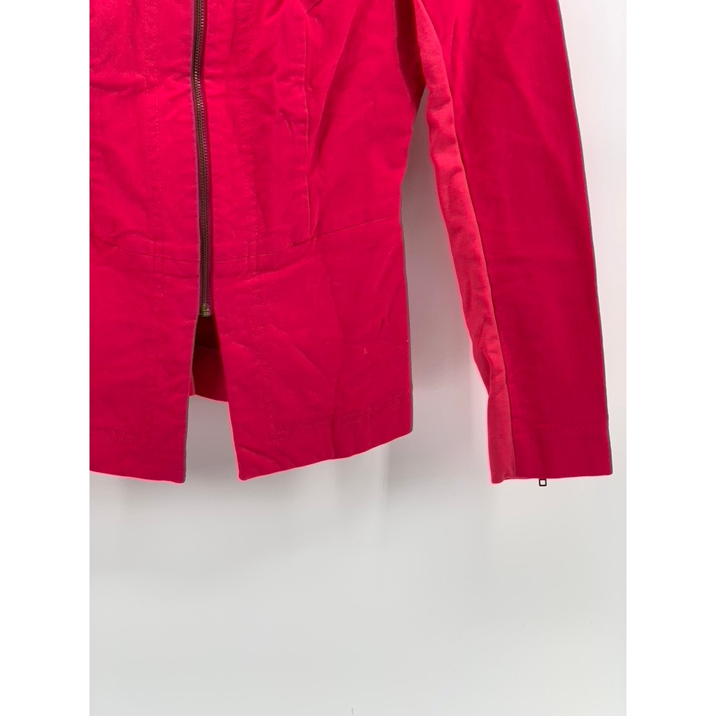 BANANA REPUBLIC Women's Fuchsia Pink Collarless Long Sleeve Zip-Up Jacket SZ S