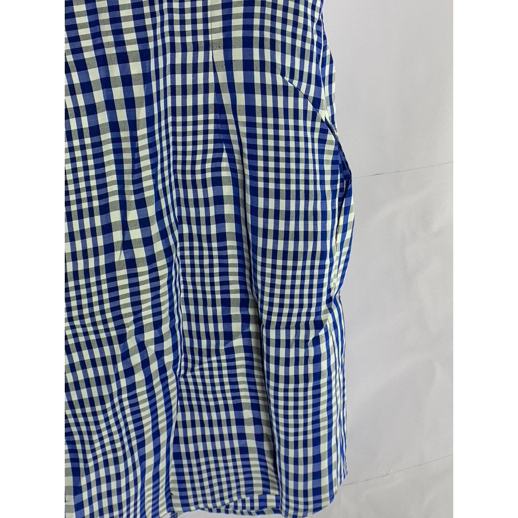 THEORY Women's Blue/White Mayvine Dillion Plaid Button-Up Shirtdress SZ 10