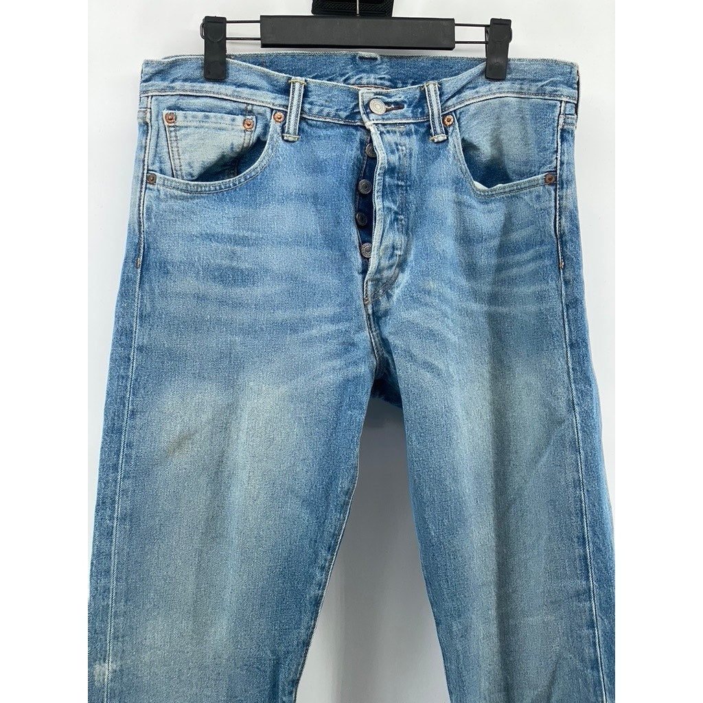 LEVI'S Women's Light Wash Blue Denim Button-Fly 501 CT Jean SZ 33X34