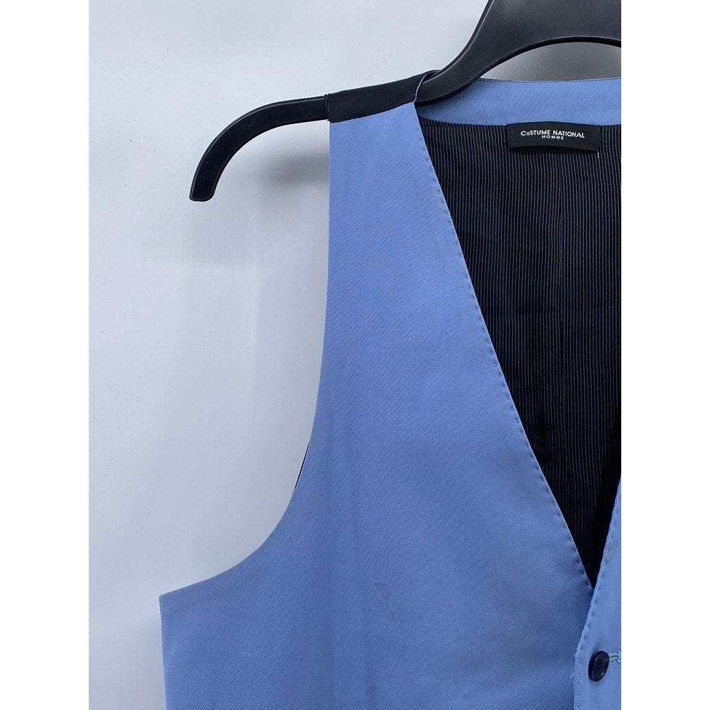 CUSTOME NATIONAL Men's Light Blue Wool Five-Button Adjustable Suit Vest SZ 48