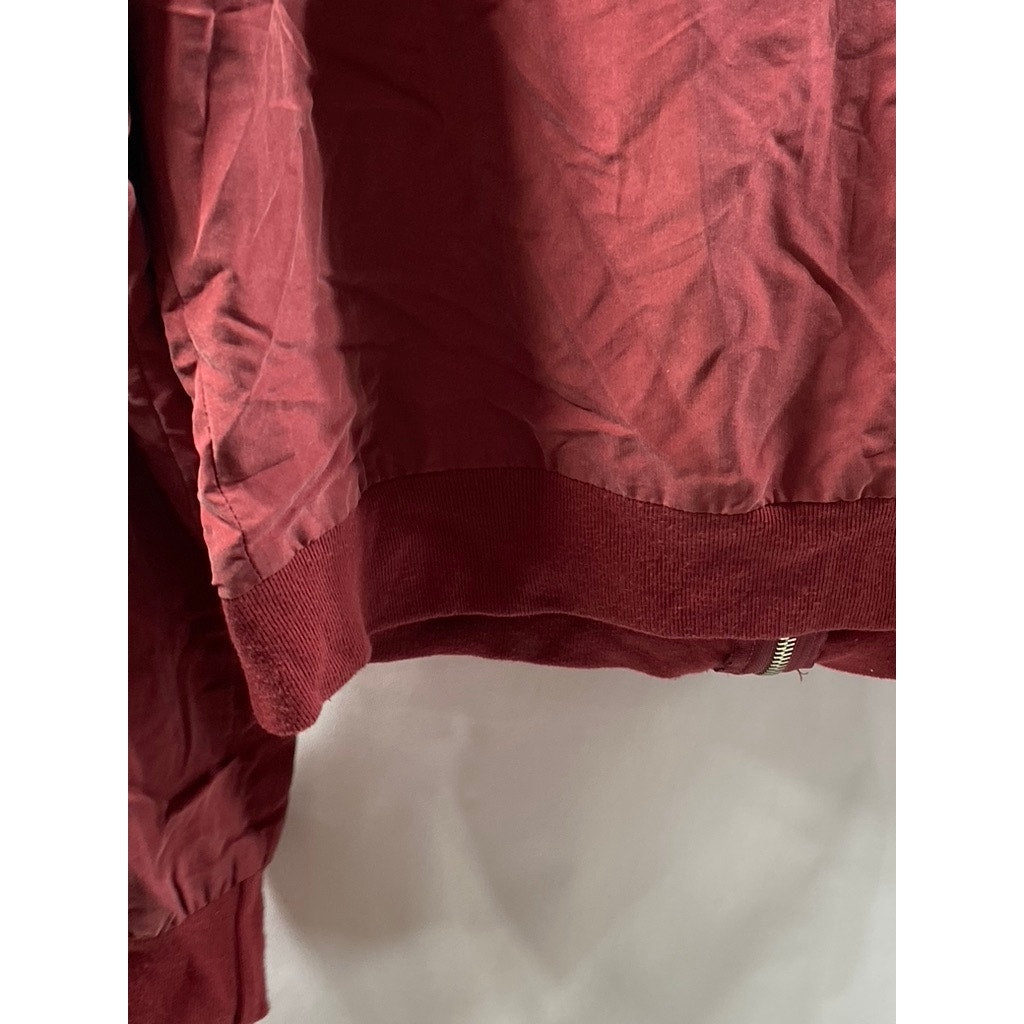 AMERICAN APPAREL Women's Burgundy-Red Zip-Up Bomber Jacket SZ M