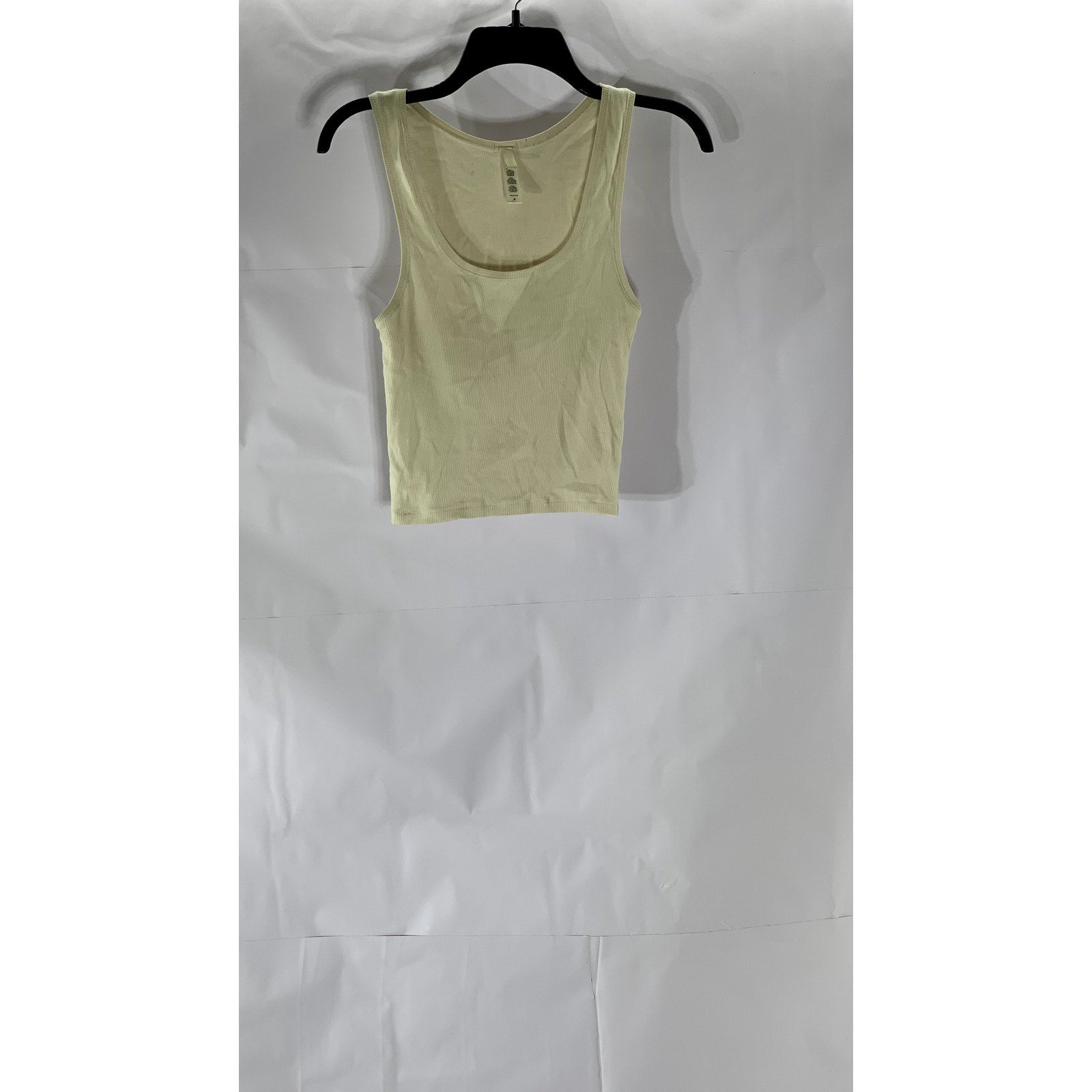 SKIMS Women's Beige Ribbed Scoop-Neck Cropped Tank Top SZ M