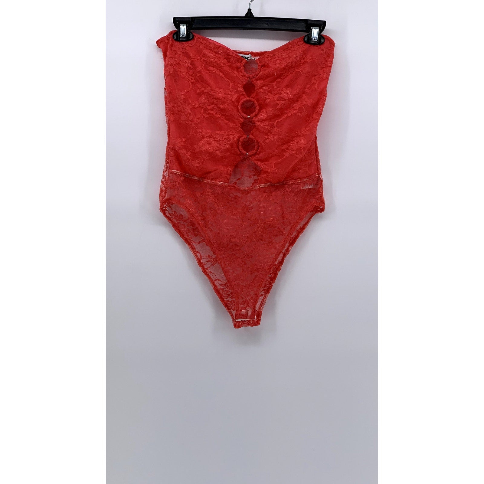 FASHION NOVA Women's Red Lace Cutout Strapless Bodysuit SZ XL