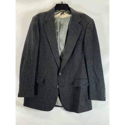 NORDSTROM Men's Black Plaid Vintage Two-Button Blazer SZ 42