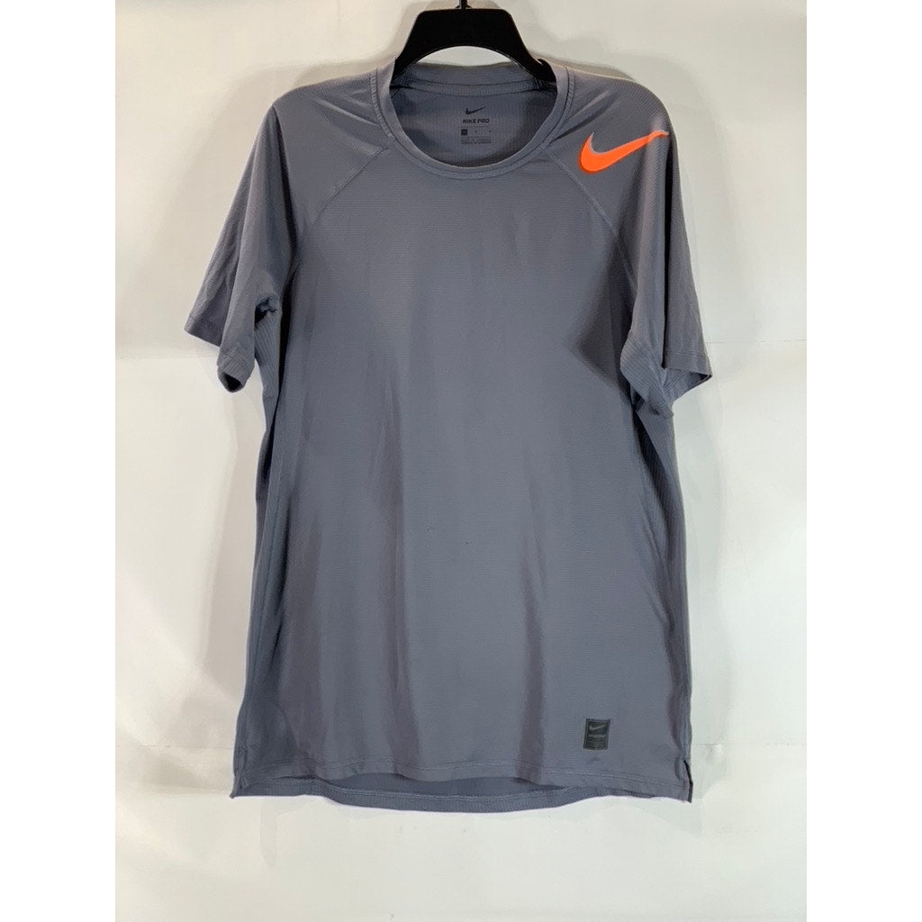 NIKE PRO Men’s Gray Hypercool Fitted Perforated Crewneck Active T-Shirt SZ L