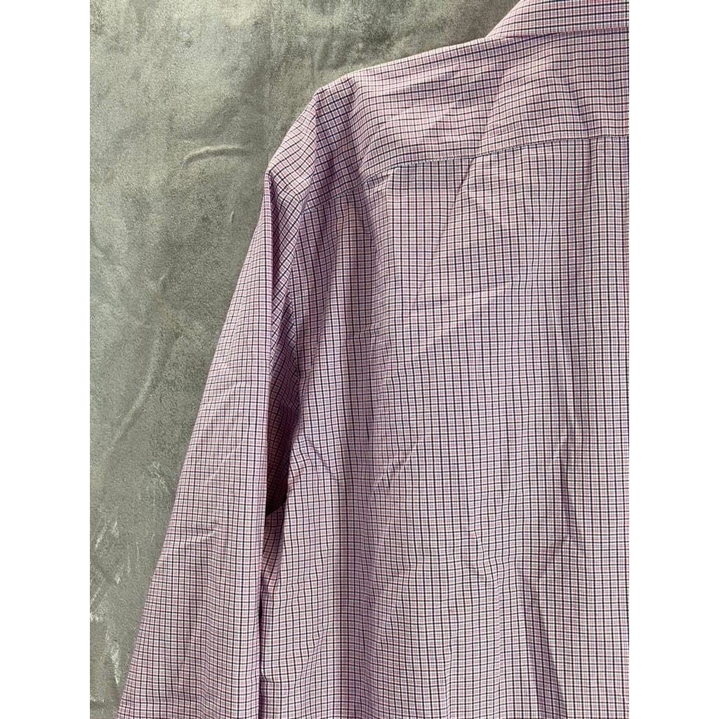 BANANA REPUBLIC Men's Red Mini Check Non-Iron Slim-Fit Button-Up Shirt SZ XL