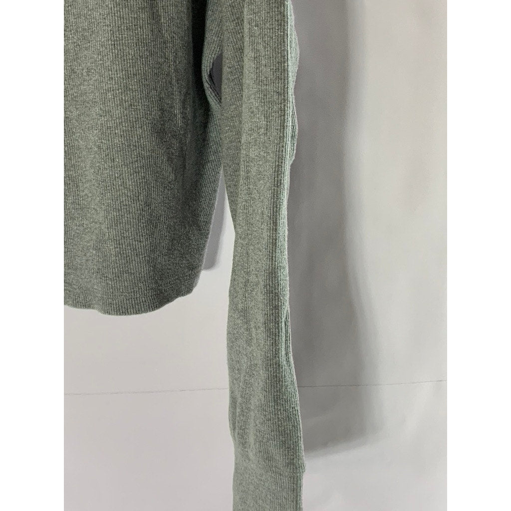 ARITZIA WILFRED FREE Women's Gray Ribbed Long Sleeve Henley Top SZ S