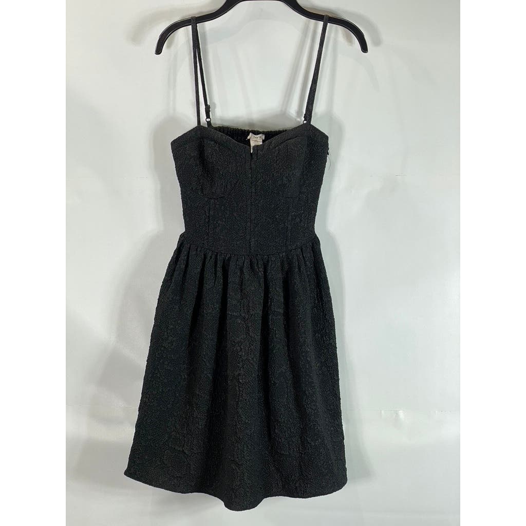 BAR III Women's Black Textured Sweetheart Neck Mini Fit & Flare Dress SZ XS