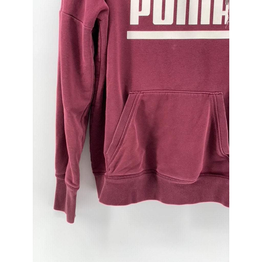 PUMA Women's Maroon Logo Pullover Hoodie SZ M
