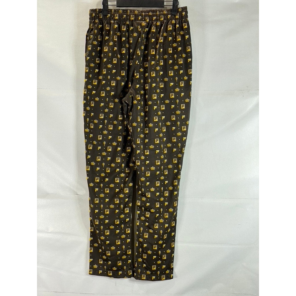 FILA For Urban Outfitters Men's Brown/Gold Monogram Zipper-Cuff Track Pants SZ S
