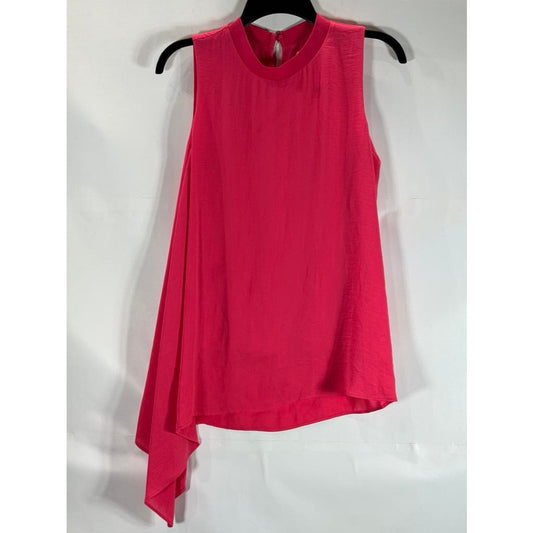 RACHEL RACHEL ROY Women's Bright Coral Mandarin Collar Asymmetrical Hem Top SZ S