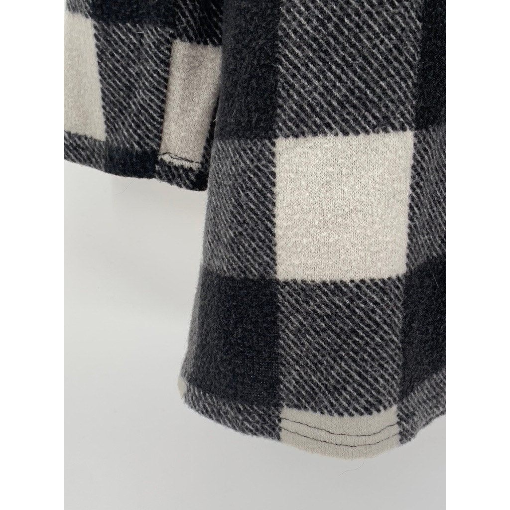 WHITE BIRCH Women's Black-White Buffalo Check Hooded Cardigan SZ S