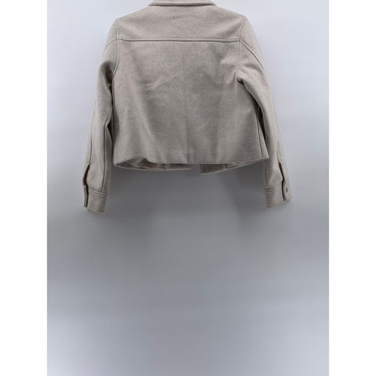 ZARA Women's Soft Ecru Beige Snap-Button Cropped Jacket SZ XS