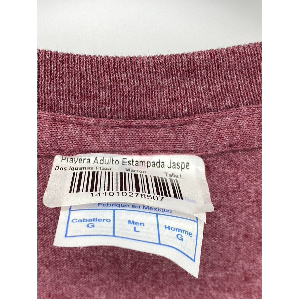 UNBRANDED Men's Burgundy Playa Del Carmen Graphic Short Sleeve T-Shirt SZ L