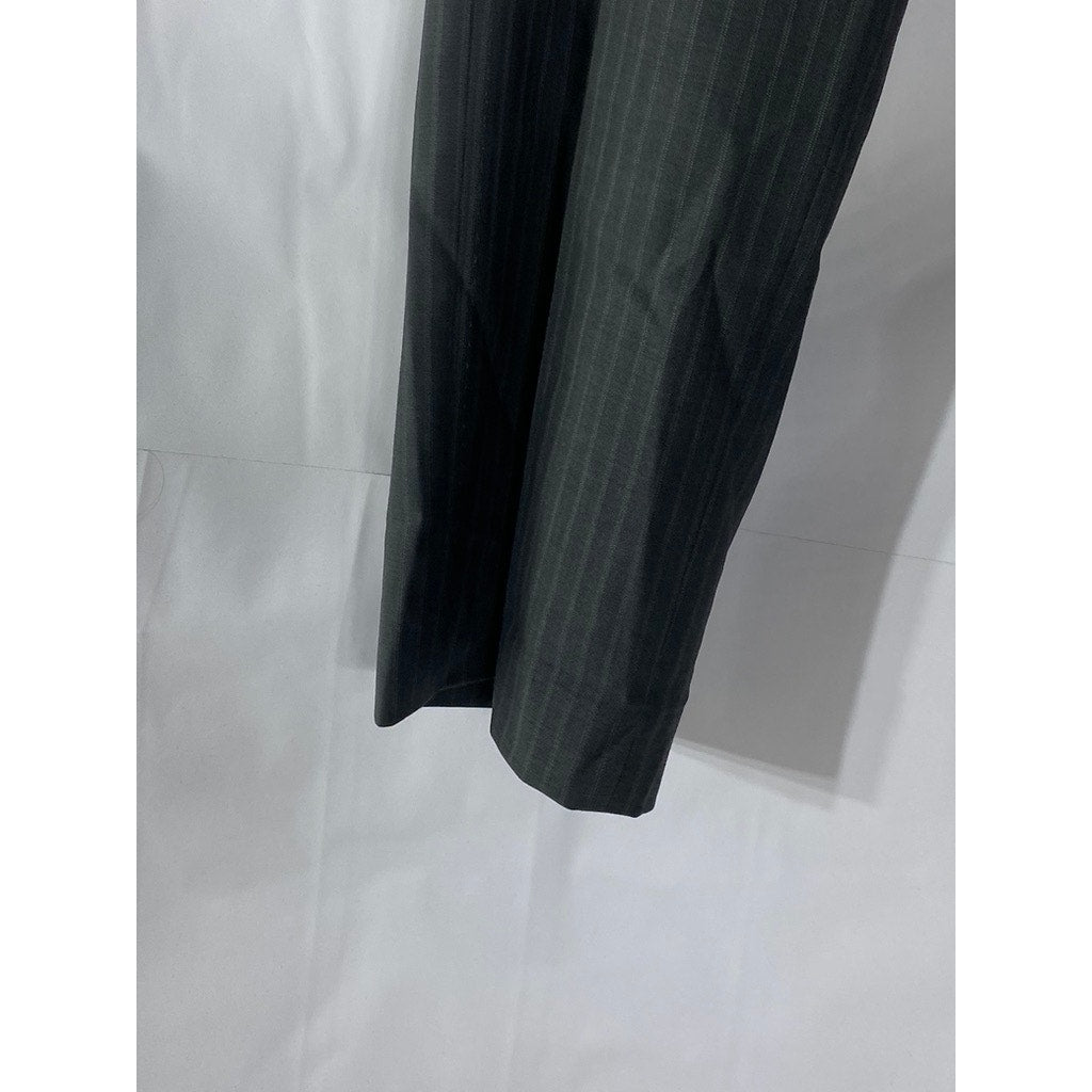 TED BAKER Men’s Long Gray Pinstripe Flat Front Straight-Leg Dress Pant SZ 34L
