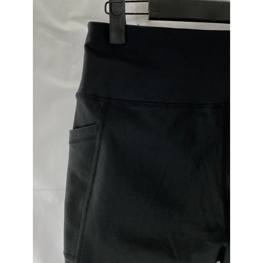 UNBRANDED Women's Black Solid Pull-On Side-Pocket Leggings SZ M