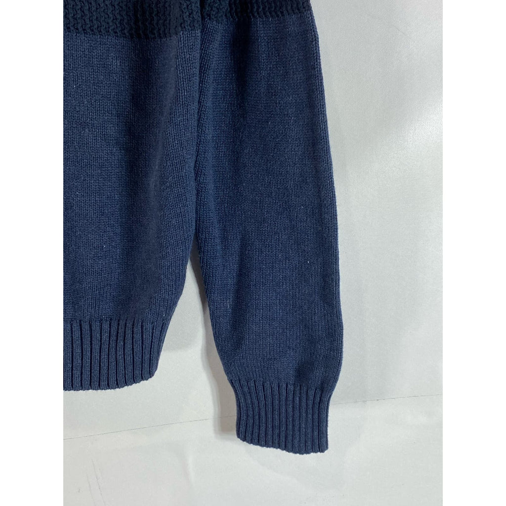 TAHARI Men's Blue Striped Knit Quarter-Zip Pullover Sweater SZ M