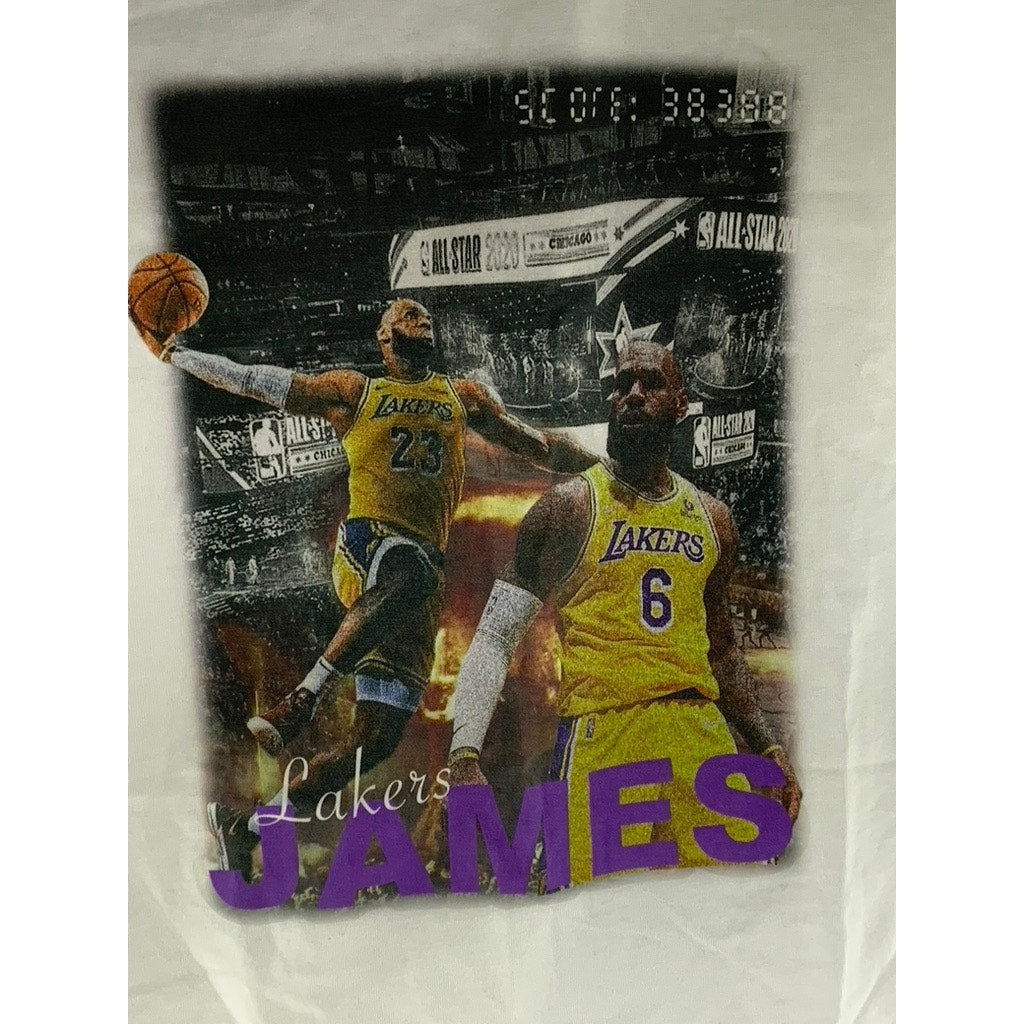 DOGTOWN Women's White Lebron James Lakers Graphic Short Sleeve T-Shirt SZ XXS