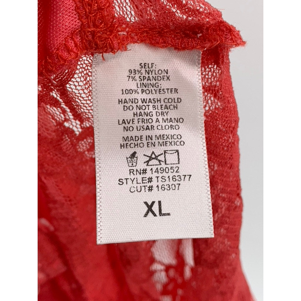 FASHION NOVA Women's Red Lace Cutout Strapless Bodysuit SZ XL