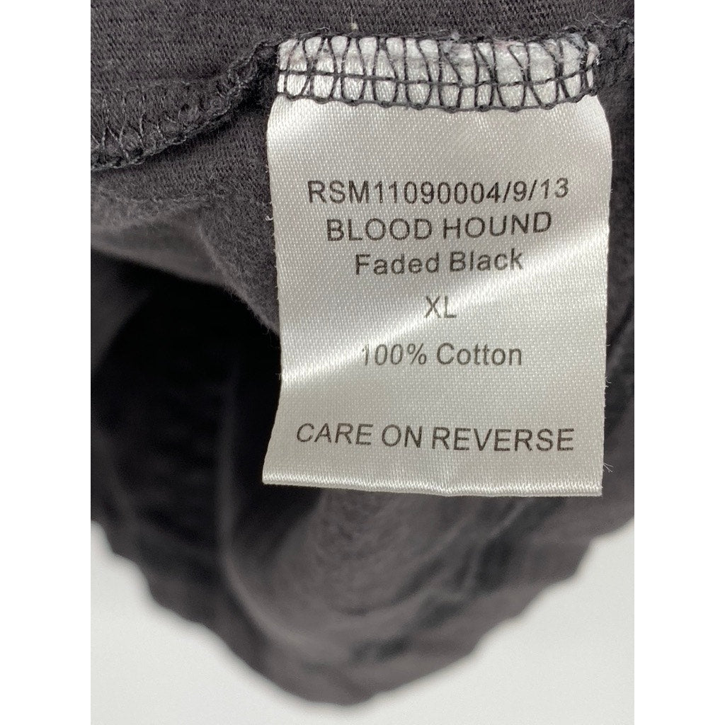 RINGSPUN Men’s Blood Hound Faded Black Patch Graphic Short Sleeve T-Shirt SZ XL