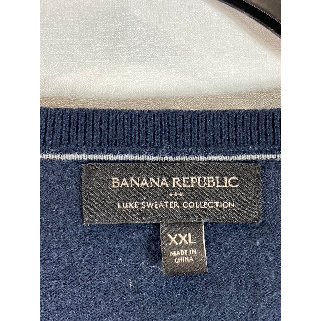 BANANA REPUBLIC Men's Navy Luxe Performance V-Neck Pullover Sweater SZ 2XL