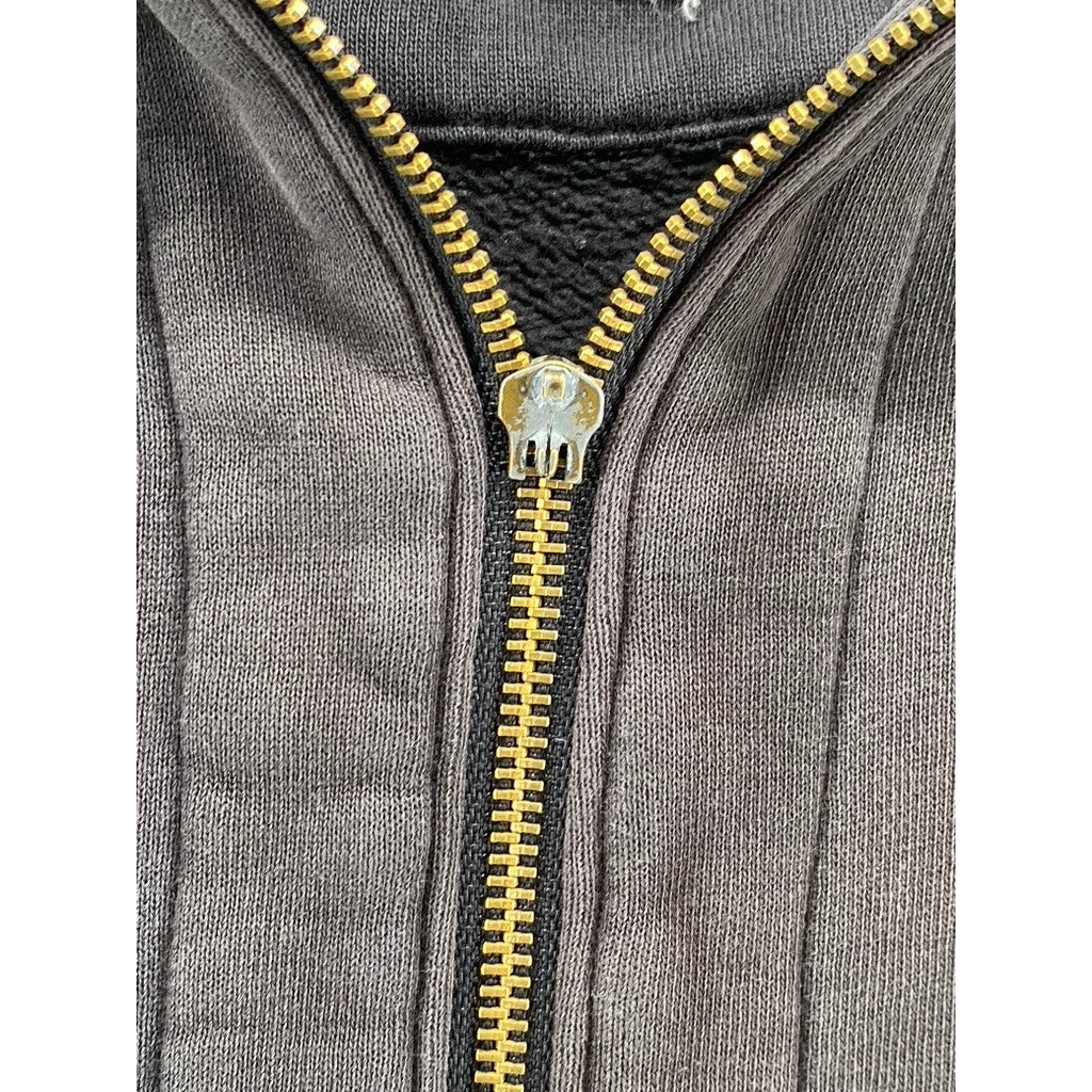 ORIGINAL PENGUIN Men's Washed Black Vintage Hooded Zip-Up Sweater SZ M