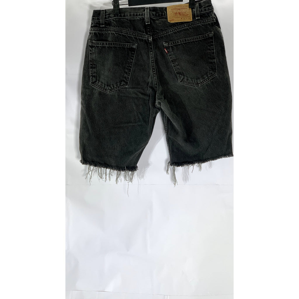 LEVI'S Men's Vintage Black 505 Regular-Fit Straight Denim Cut-Off Shorts SZ 33