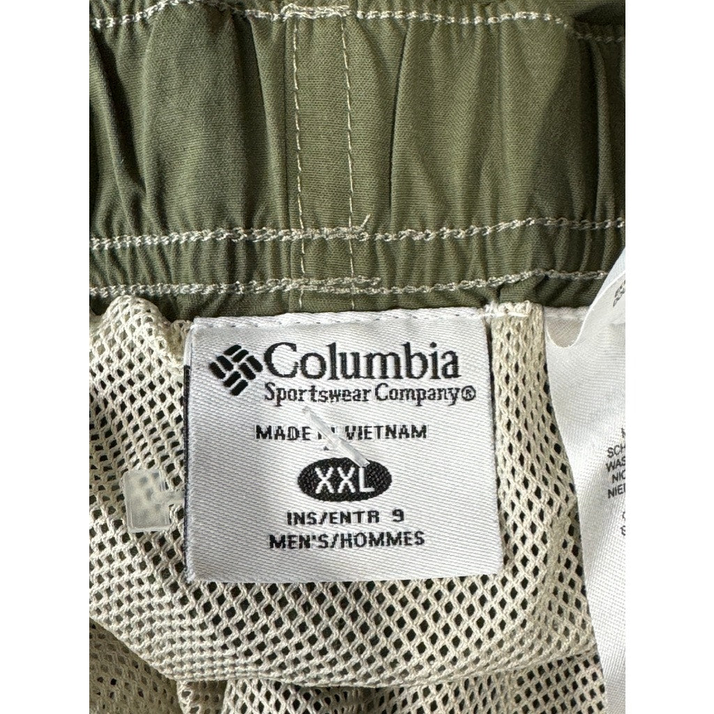 COLUMBIA Sportswear Men's Green Belted Cargo Hiking Shorts SZ 2XL