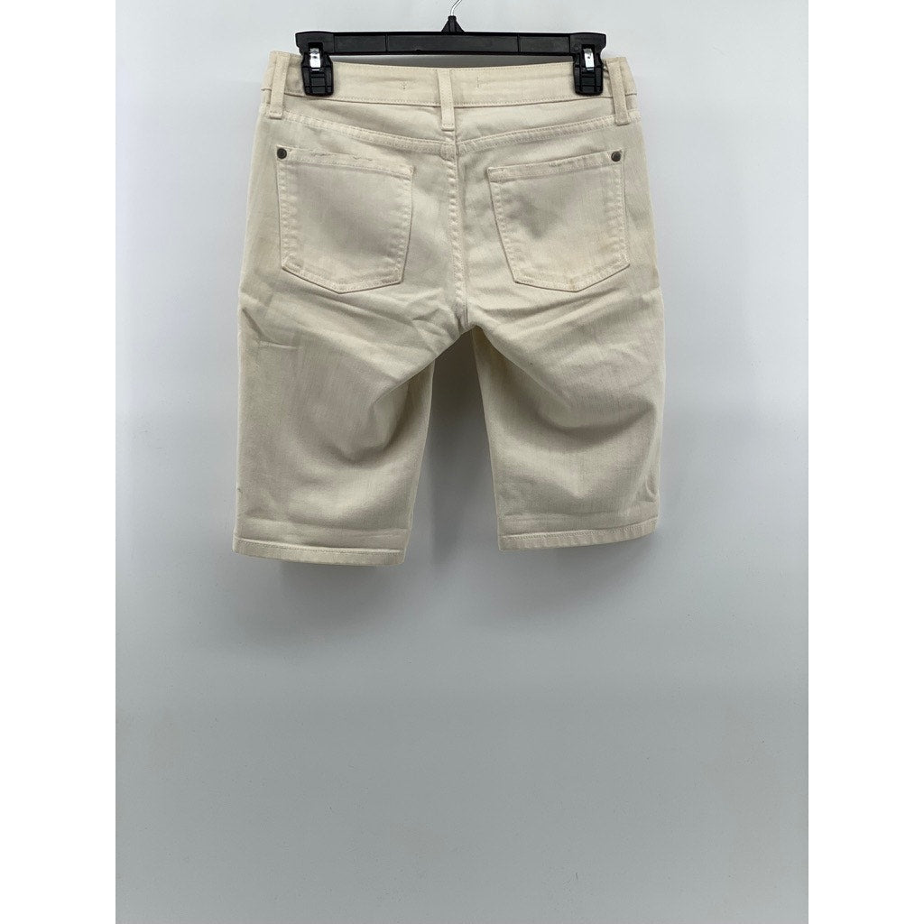 VINCE. Women's White Denim Five-Pocket Bermuda Shorts SZ 24