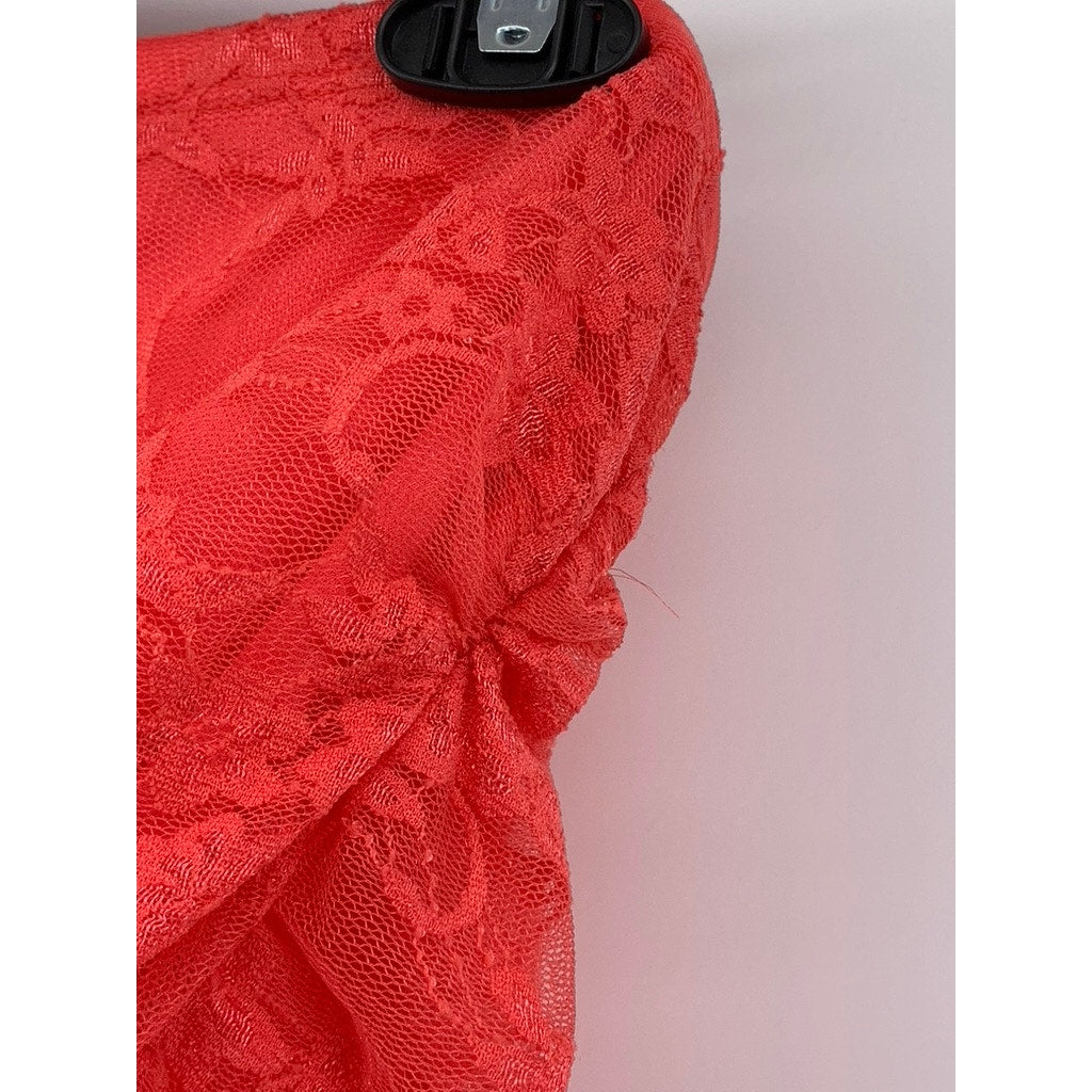 FASHION NOVA Women’s Red Lace Side-Ruched Bodycon Mini Skirt SZ XL