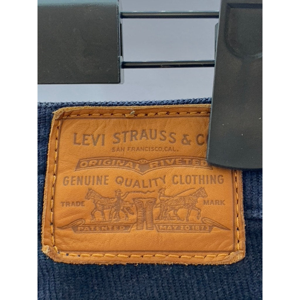 LEVI'S Women's Navy Blue Corduroy Button-Fly Wedgie-Fit Straight-Leg Pant SZ 27