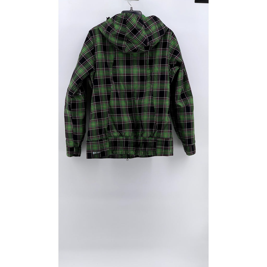 ROXY Women's Green Plaid Limited Edition Zip-Up Hooded Jacket SZ S
