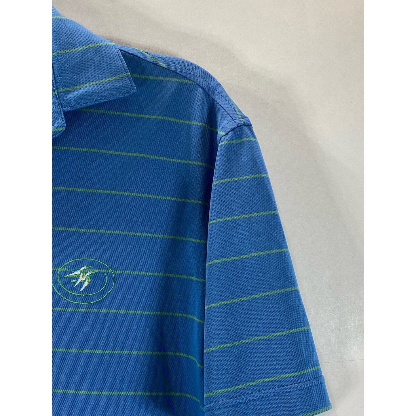 PETER MILLAR Men's Blue/Green Stripe Summer Comfort Short Sleeve Polo Shirt SZ S