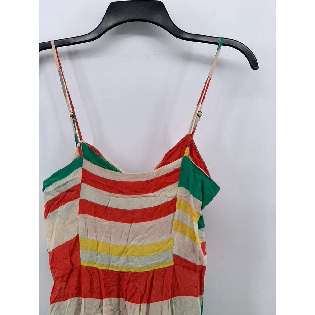 A'GACI Women's Multicolor Striped Front-Zip Pocket Mini A-Line Dress SZ M