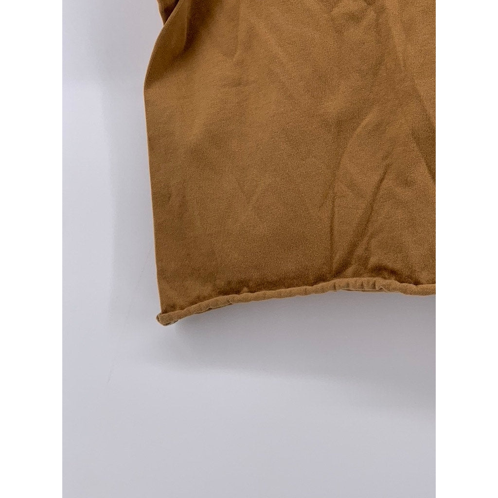 UNIQLO Women's Camel Brown Solid Crewneck Short Sleeve Oversized Crop Top SZ XS