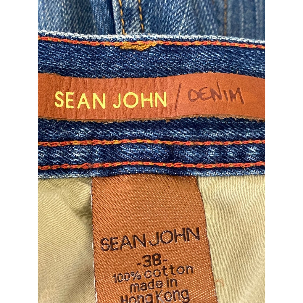 SEAN JOHN Men's Vintage Dark Blue Denim Baggy Straight-Leg Five-Pocket Jean SZ38