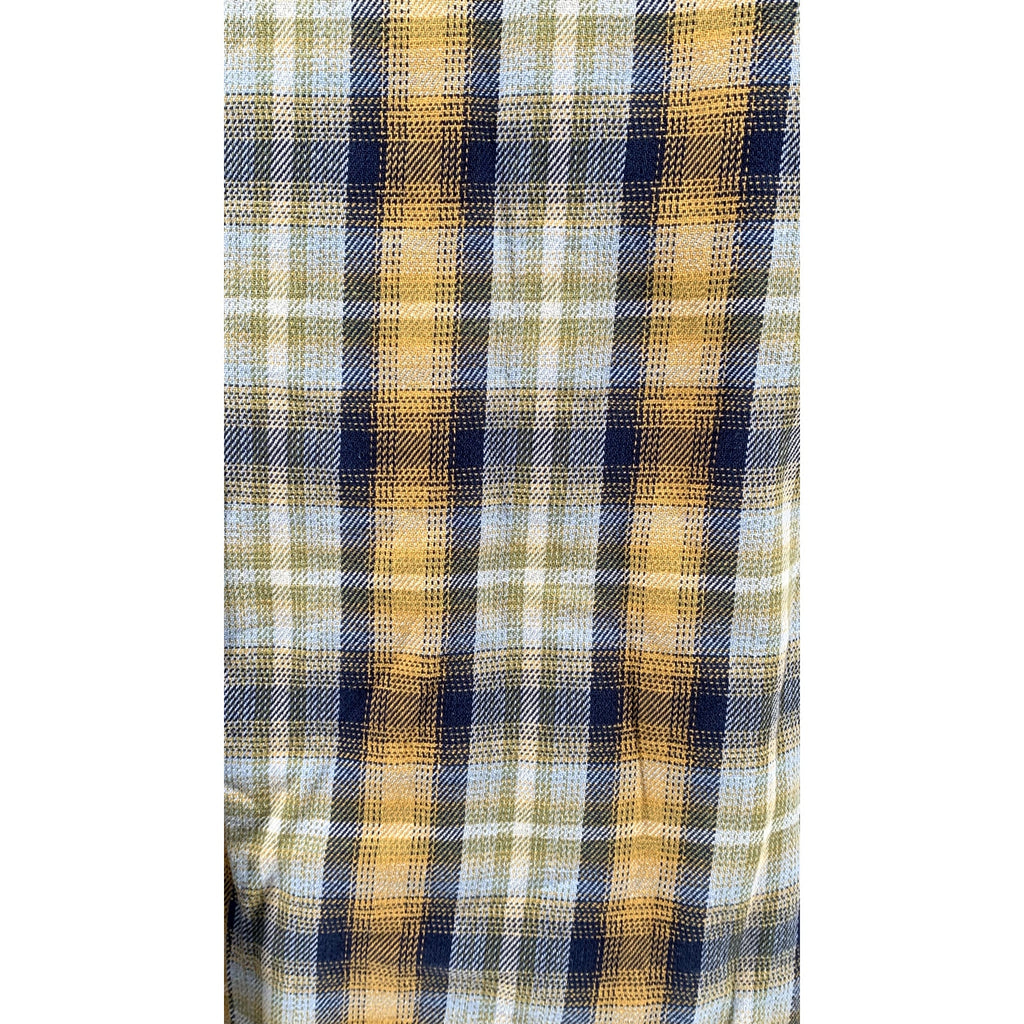 DULUTH TRADING CO. Men's Blue-Yellow Plaid Regular-Fit Button-Up Shirt SZ L