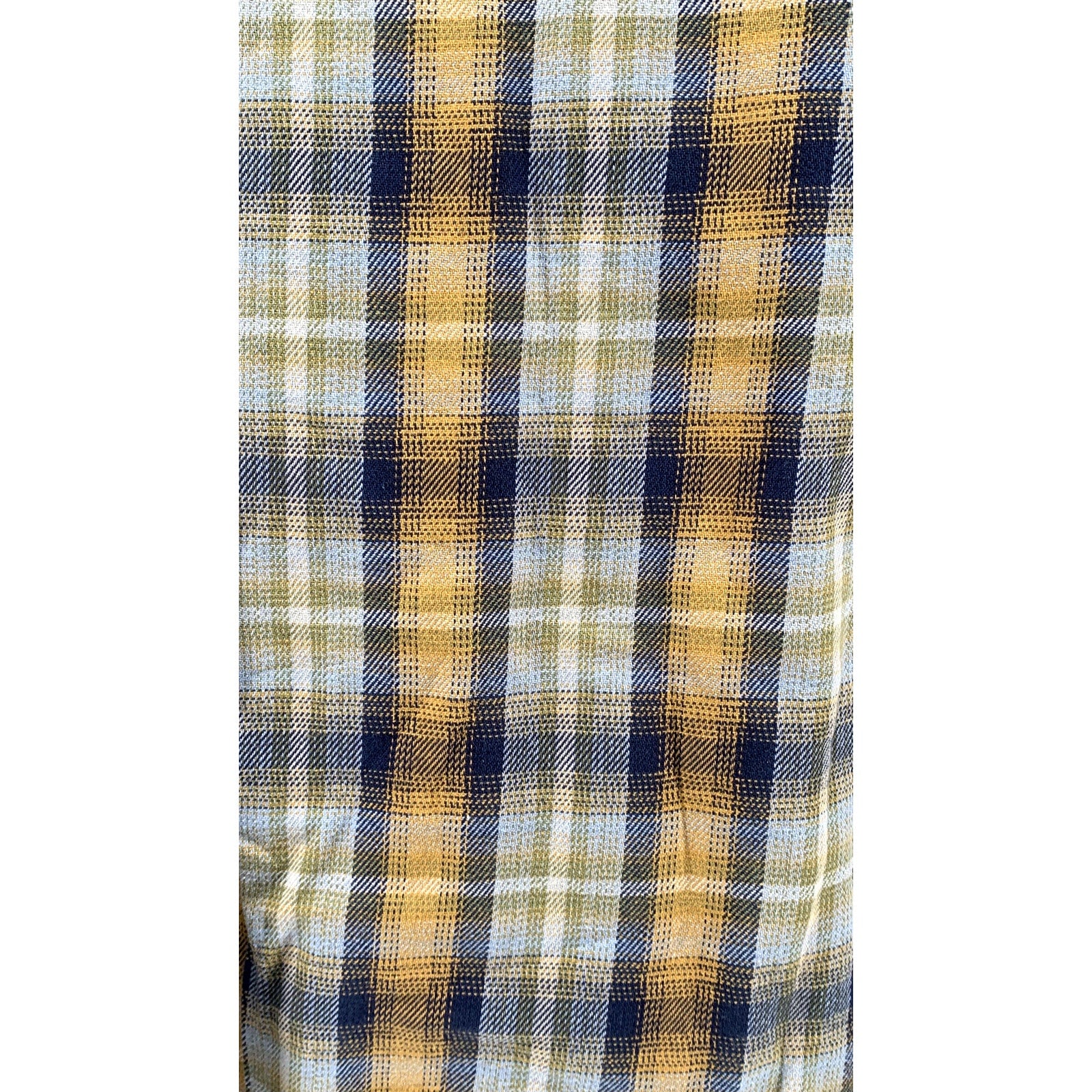 DULUTH TRADING CO. Men's Blue-Yellow Plaid Regular-Fit Button-Up Shirt SZ L