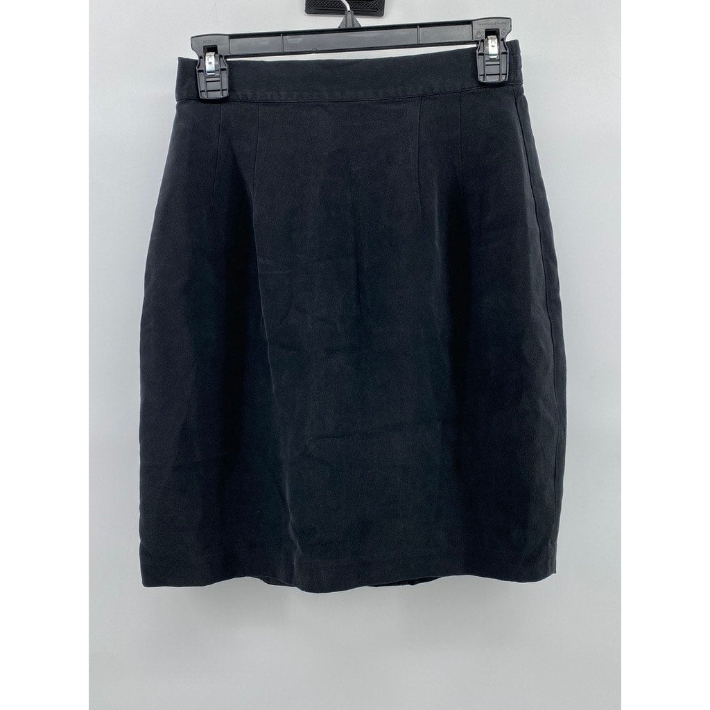 ALLISON TAYLOR Women's Black Silk Solid Vintage Mini Skirt SZ M