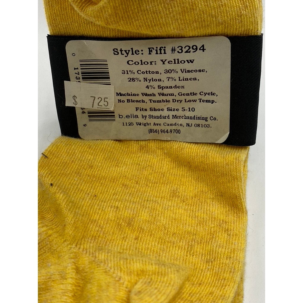B.ELLA Women's Yellow Knit Cotton-Blend Solid Fifi Ankle Socks SZ OS