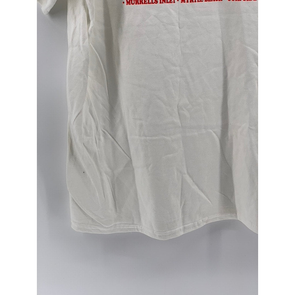 GILDAN Men's White Graphic Crewneck Short Sleeve T-Shirt SZ XL