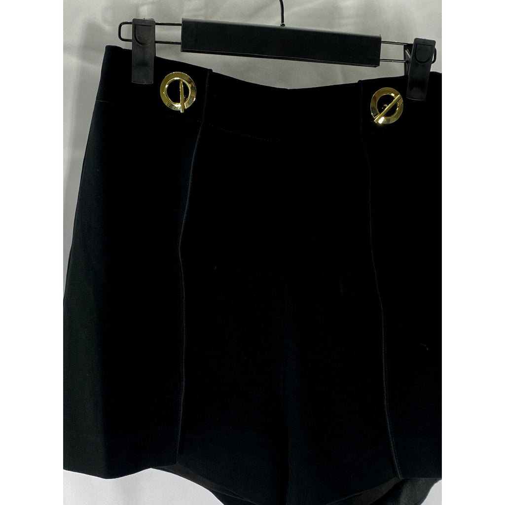 DEREK LAM 10 CROSBY Women's Black Solid Large Grommet-Detail Dress Shorts SZ 4