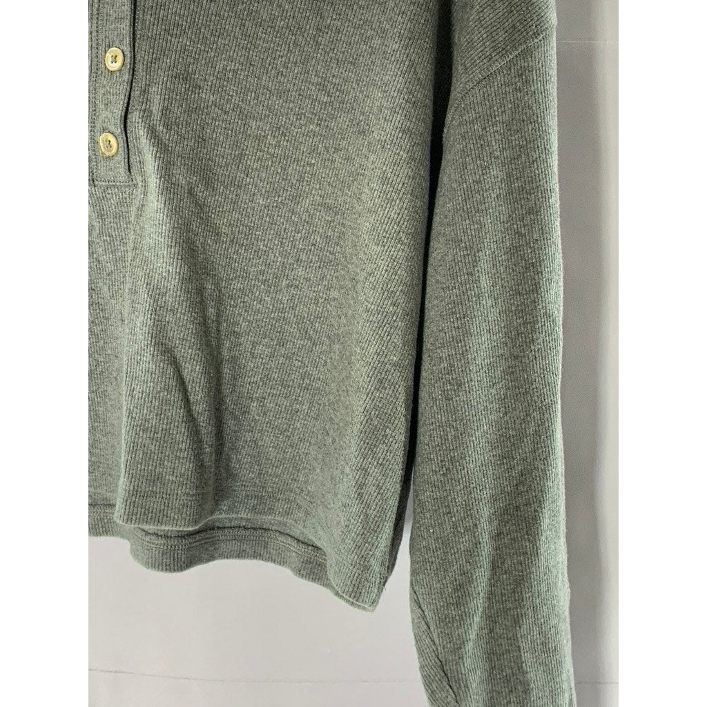 ARITZIA WILFRED FREE Women's Gray Ribbed Long Sleeve Henley Top SZ S