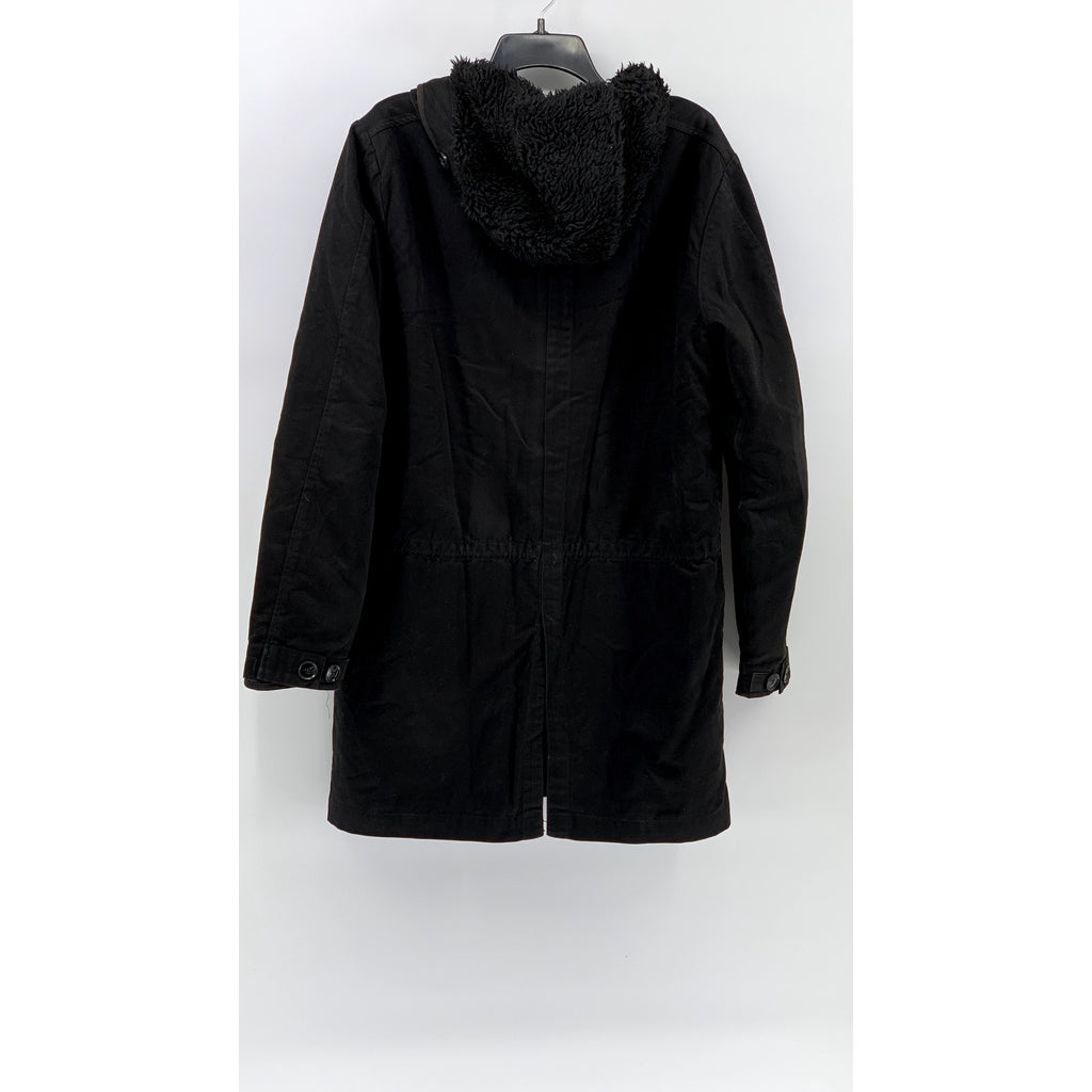 SATURDAYS SURF NYC Men's Black Faux Fur Parka Jacket SZ S